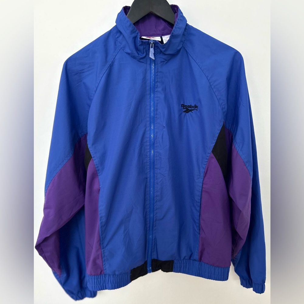 Vintage Reebok Windbreaker Jacket Women’s M Blue Purple Colorblock 90s Retro